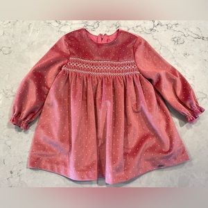 Mayoral Rose Velvet Dress with Smocking 6-9 mo